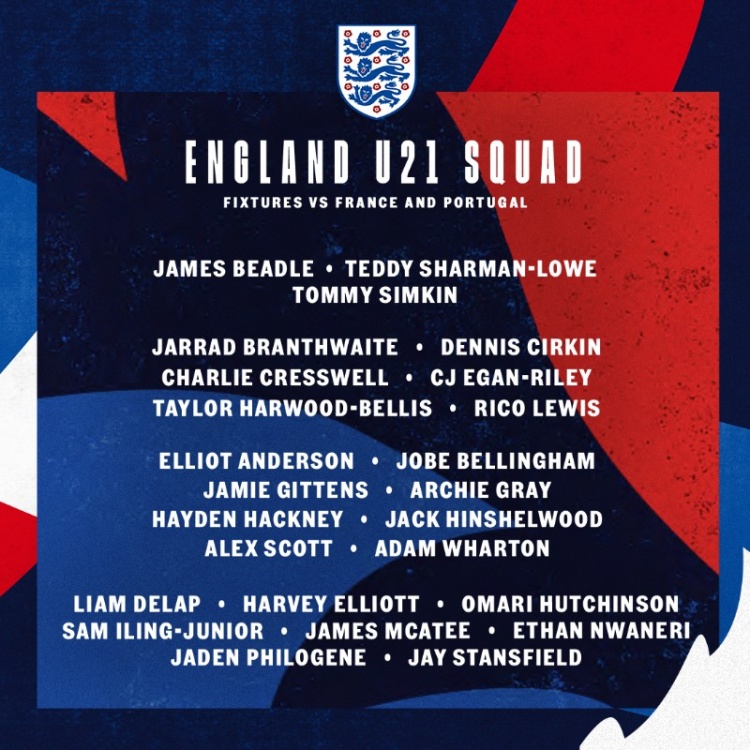  英格蘭U21隊名單：里科-劉易斯、小貝林厄姆、恩瓦內(nèi)里在列