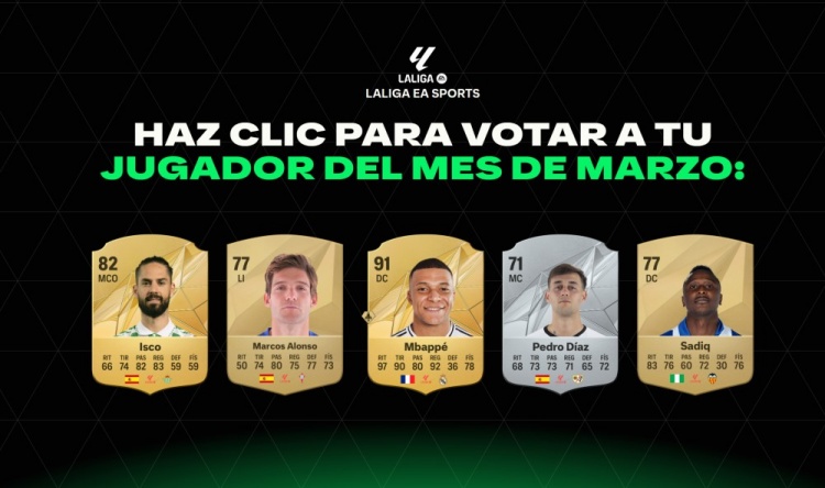  西甲3月最佳球員候選：姆巴佩領(lǐng)銜，伊斯科、馬科斯-阿隆索入選