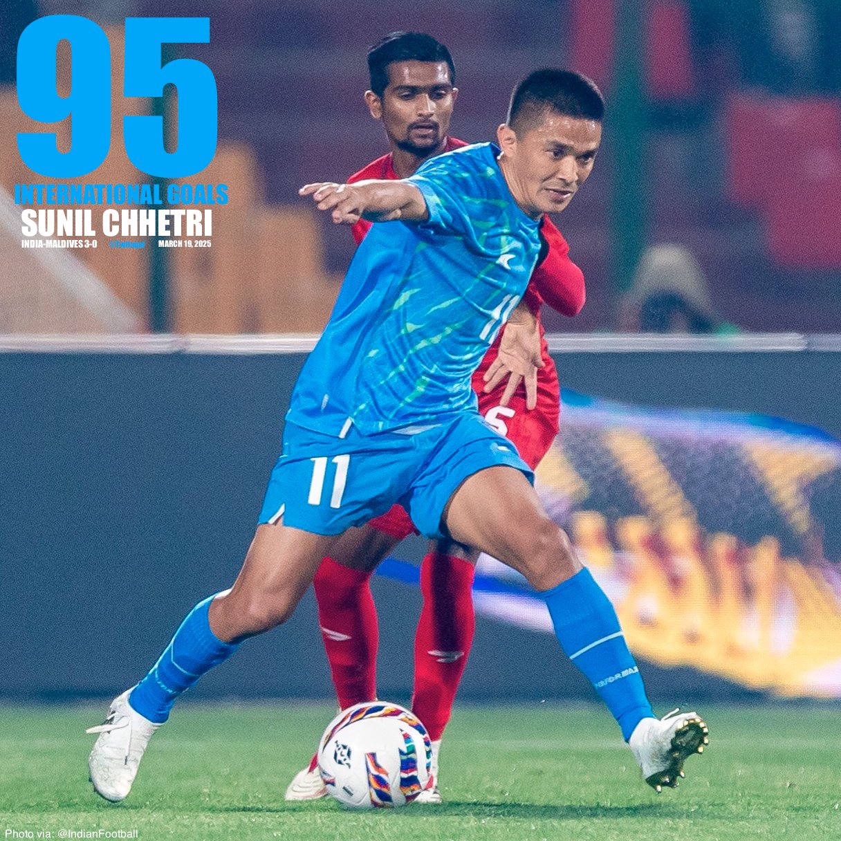  40歲印度傳奇切特里回歸國家隊首場破門！現役國家隊95球僅次梅羅