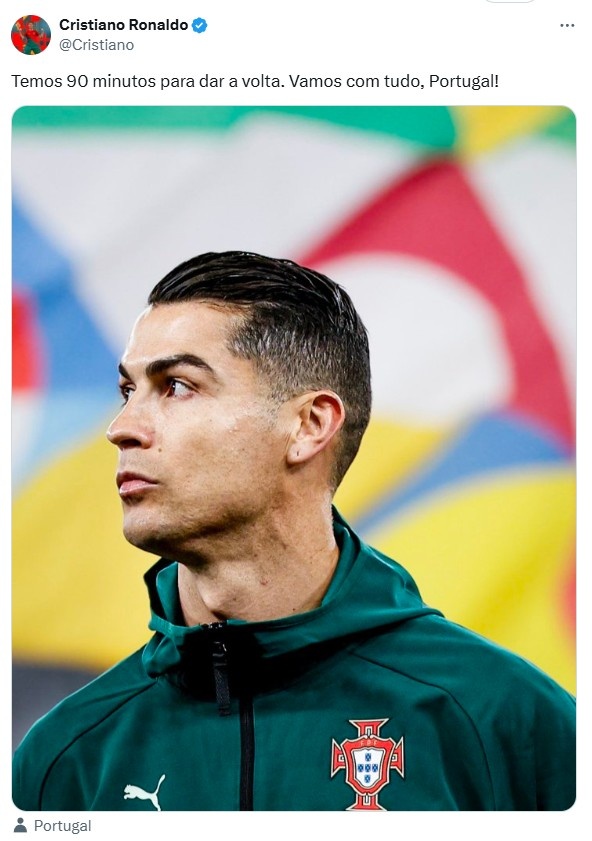 C羅社媒鼓勵球隊：有90分鐘時間扭轉局面，讓我們全力以赴