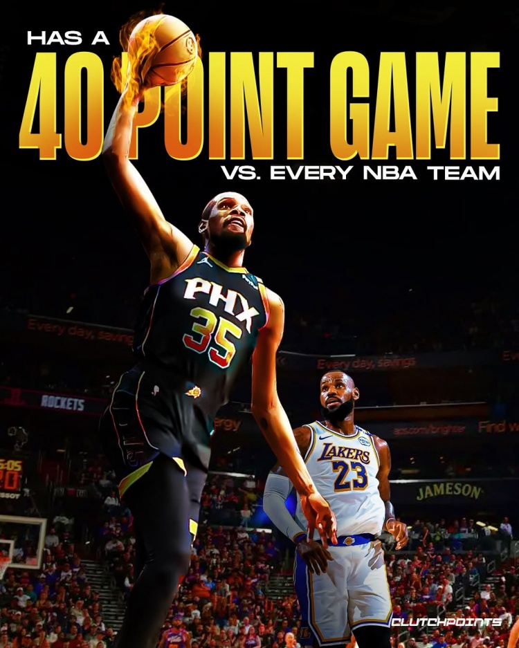  杜蘭特面對NBA每支球隊皆砍40+ 歷史唯二&比肩詹姆斯