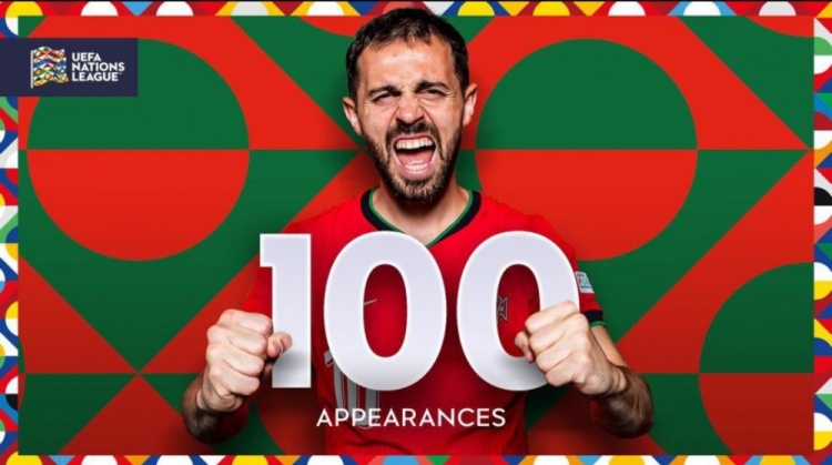  30歲B席達(dá)成葡萄牙隊(duì)100場(chǎng)里程碑：13球28助攻+2019年歐國聯(lián)冠軍