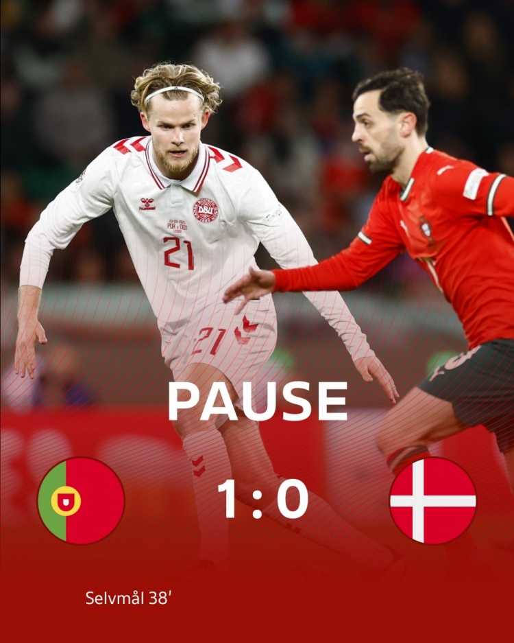  半場(chǎng)-葡萄牙1-0丹麥 C羅開場(chǎng)造點(diǎn)+點(diǎn)射被撲B費(fèi)角球造烏龍