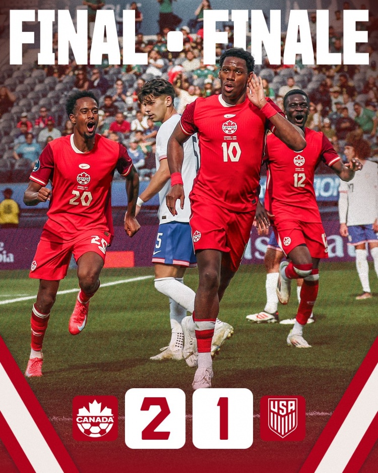  阿方索傷退&戴維攻入制勝進(jìn)球，加拿大2-1美國奪中北美國聯(lián)季軍