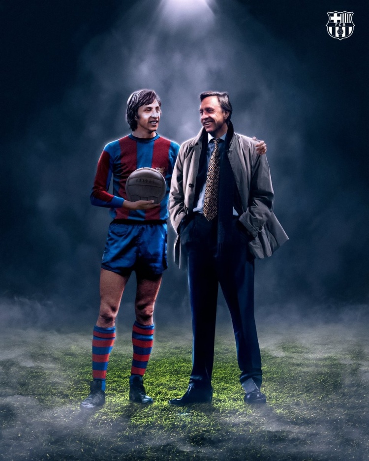  克魯伊夫逝世9周年！巴薩官方海報悼念：感謝你教會我們熱愛足球