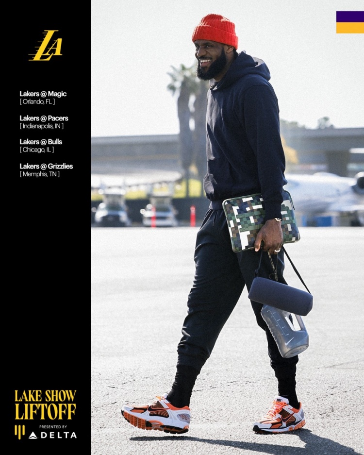  開(kāi)啟4連客！湖人官推曬詹姆斯、八村塁和里夫斯登機(jī)照