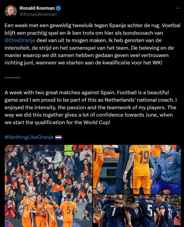  科曼社媒：和西班牙進(jìn)行了2場(chǎng)精彩對(duì)決，現(xiàn)在對(duì)世預(yù)賽充滿信心