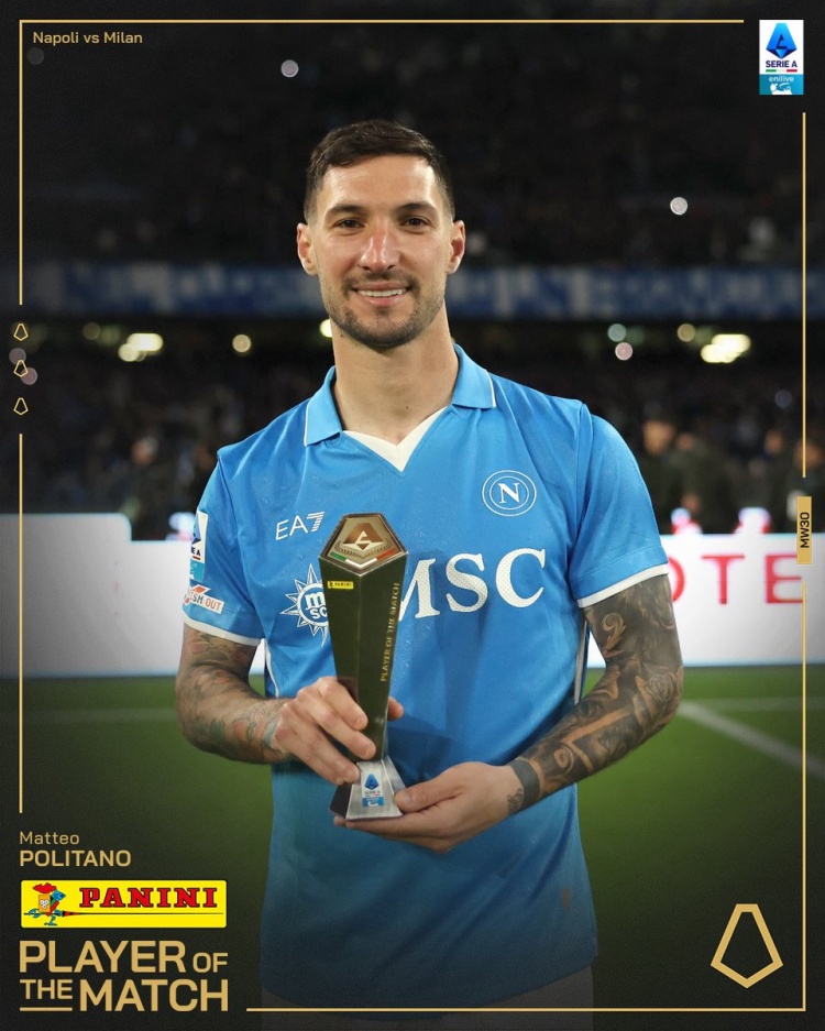  閃擊米蘭！官方：波利塔諾當選那不勒斯2-1米蘭全場最佳球員